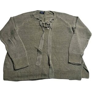 Polo Ralph Lauren‎ Women's Taupe Lace Up Sweater Size Medium 100% Linen